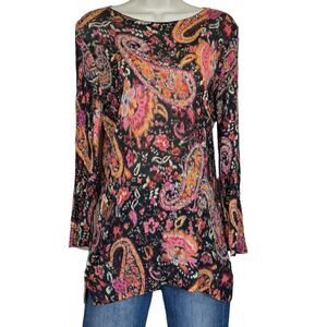 Lauren Ralph Lauren Women's 100% Silk Paisley Long Sleeve Tunic Top Size Medium